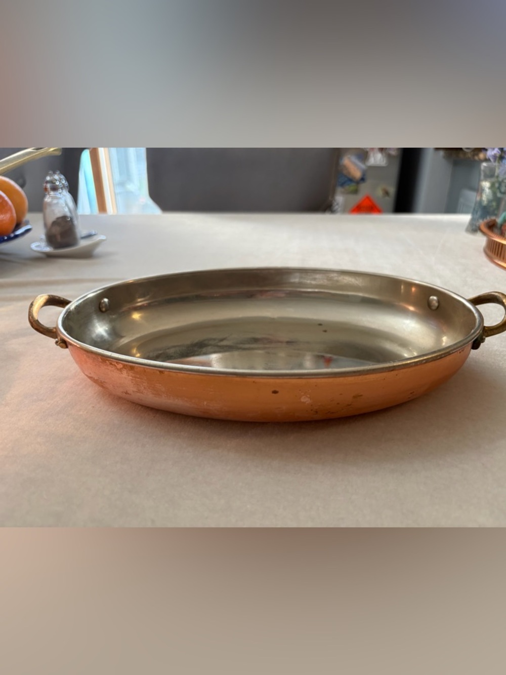 Copper Stainless Serving Dish - Copper and Silver Finish